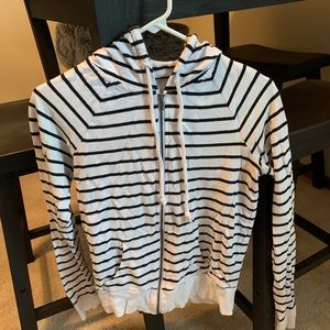 Black and white zip up with hood